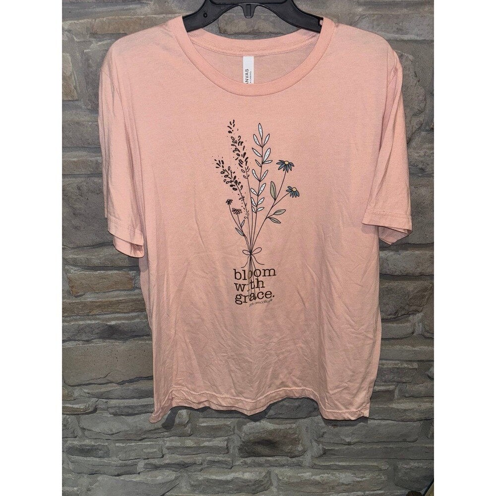 Bloom with Grace XL Bella Canvas Boutique Shirt Pink Armadillo EUC